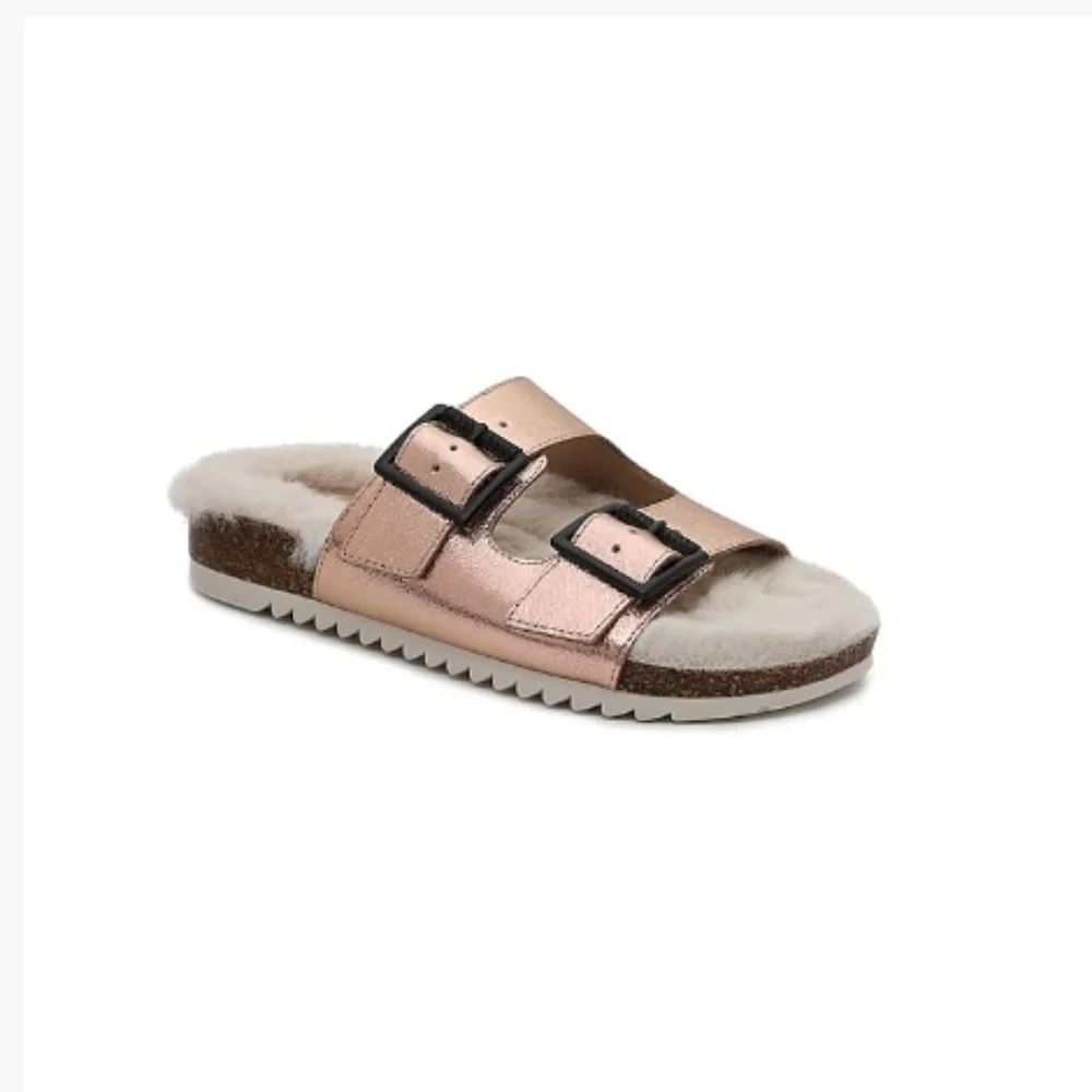 NWT Falon Slide Sandal Rose Gold Metallic Slip On Size Medium